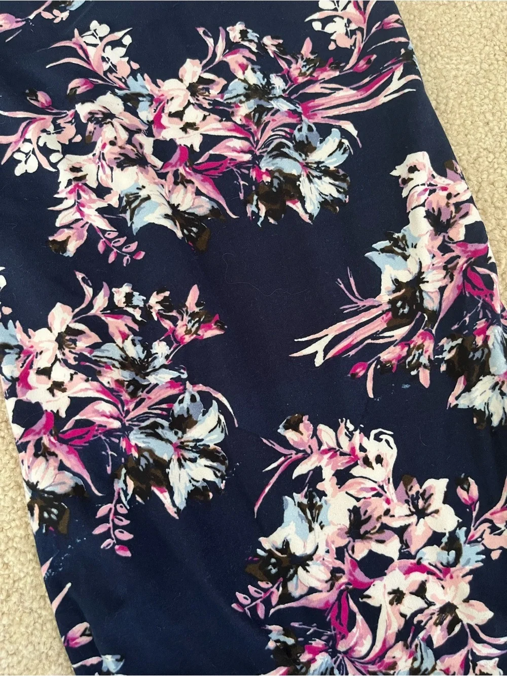 Floral Navy Two-Piece Set - halter & Wide Leg Pants PJ set